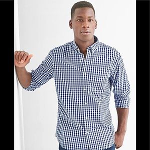 GAP Poplin Gingham Comet Blue Mens Shirt NWT